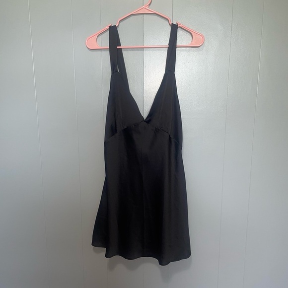 Abercrombie & Fitch Dresses & Skirts - Abercrombie & Fitch Black Satin Slip Mini Tie Back Dress Small